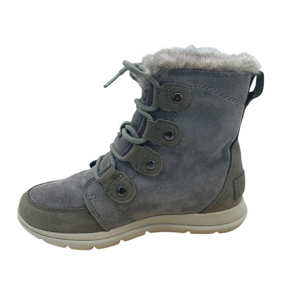 Sorel NL3039-052 Gray Suede Faux Fur Lined Boots Size 6 Lace Up Snow Winter - Picture 9 of 12
